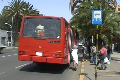 Bus stop at Harnet Avenue - Asmara - Eritrea