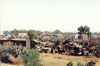 Graveyard of destroyed military equipment in Asmara Eritrea