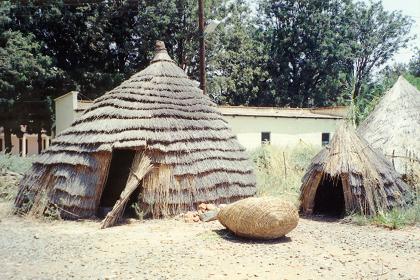 Replica of a Gebaza, a traditional Eritrean rural  dwelling at the Expo area - Asmara Eritrea.